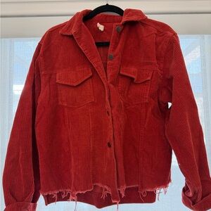 POL Vibrant Red Corduroy Utility Jacket